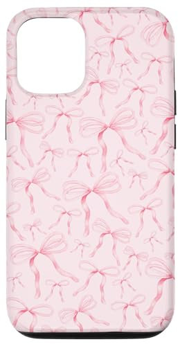 iPhone 12/12 Pro Coquette Pink Bows Aesthetic Ribbons Watercolor Phone Case