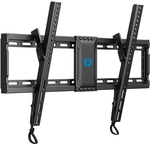 Pipishell Soporte de pared inclinable para TV de 37 a 82 pulgadas, planos o curvos de hasta 130 libras, VESA máximo 600 x 400 mm, soporte de pared para TV con cierres de cable, soporte de montaje para