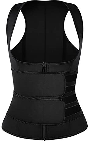 Dinglong Corsetto in Vita Regolabile da Donna con Nastro e modellatore per Il Corpo con Doppia Cerniera in Vita Reggiseno Senza Ferretto (Black, M)