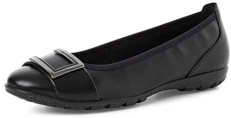 MARCO TOZZI Damen Ballerinas mit Zierschnalle Elegant, Schwarz (Black), 39 EU