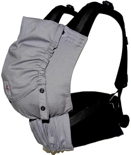 KOKADI Babytrage Flip Just Stone (Babysize) – Ergonomisch & sicher - handgefertigt aus 100% Bio-Baumwolle – Ab Geburt bis 15 kg, einfach anzulegen, ideal für den täglichen Gebrauch – Grau