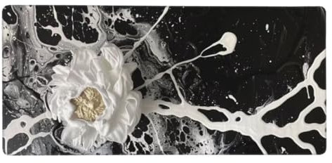 Gaming Tapis de Souris Noir et Blanc, Grand Tapis de Souris XXL 1200x600x3mm, Fleur Tapis Souris Clavier et Bureau Surface Lisse Base en Caoutchouc Anti-dérapant Soft Cloth,Ordinateur Portable N1-188