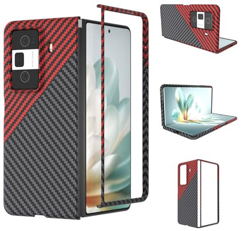 COQUE Cas pour Honor Magic Vs3, Pliable pour téléphones Honor Magic Vs3 Carbon Series Flip Series (Rouge)