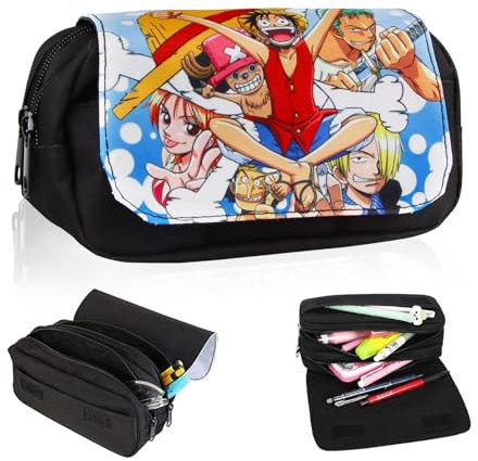 Huanmin O-ne Piece Anime Federmäppchen, Große Kapazität Mäppchen Lu-ffy für Kinder Studenten Junge Mädchen Schule Zuhause Büro Lieferungen Speicher Beutel