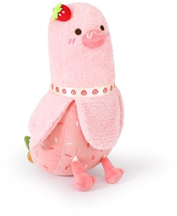 shownicer Plüschtier Banane Ente Kuscheltier Ente Stofftier Kawaii Ente Plüsch Kissen Spielzeug Wurfkissen Geschenk für Erwachsene Kinder 3+ Jahre (Rosa Erdbeere, 50cm)