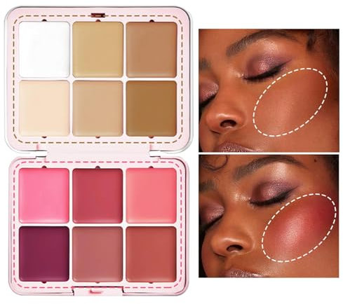 Palette di blush per guance, palette di correttori | Trucco in crema fard impermeabile e di lunga durata | Fondotinta correttore in crema, fard illuminante per contorni in crema, naturale a lunga tenu