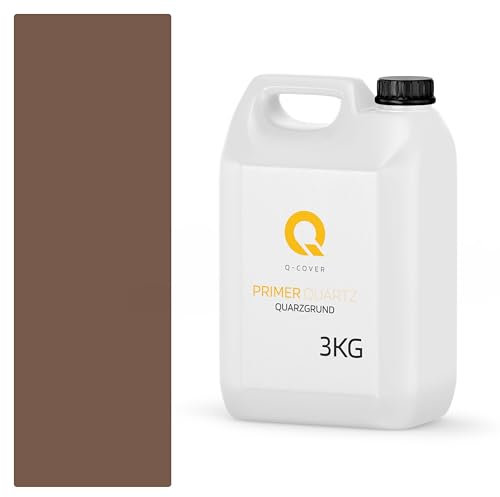 Q-COVER Quarzgrund für buntsteinputz 3 kg Dunkelbraun M71 acrylatdispersion grundiermittel innen & außen für wände und decken haftgrund grundiermittel grundierung putzgrund ca. 0,3-0,4 kg/m2