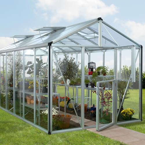 Vitavia Gewächshaus Zeus 11900, Aluminium eloxiert, 11,9 m², 3 mm ESG, 10 mm HKP | Wetterfestes & stabiles Treibhaus | Perfekt für Gemüse & Pflanzen | Robust & langlebig