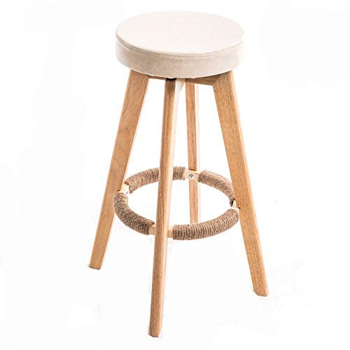 ASerZenith Tabourets de Bar Tabouret de Bar Bois Massif Corde de Chanvre Pédale Coussin en Cuir Pivotant 6 Couleurs Disponibles Ensemble de tabourets de Bar de 73 cm de Haut