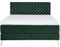 KAWOLA Boxspringbett 200x200cm Stoff dunkelgrün Bett SINDAR mit Matratze, dunkelgrünes Stoffbett, Elegantes Kopfteil, ohne Topper, stilvolle Füße in Silber