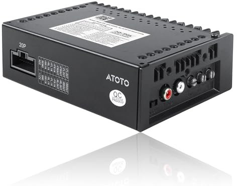 ATOTOZONE CA-AEC122DL Kompakter Auto-Verstärker Mit 6.5ft/2m Stromkabel, Klasse D, TI TPA3221, 4-Kanal, RMS 4x60W, Anpassbarer EQ, Kompatibel Mit Ausgewählten ATOTOZONE Autoradios