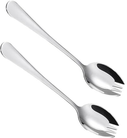 2-Piece Stainless Steel Fork and Spoon Set - Long Handle Camping Utensils for Hiking, Traveling and Daily Use - Reusable Metal Fork and Spoon Set for Outdoor Gear, Lunch Boxes and Cutlery