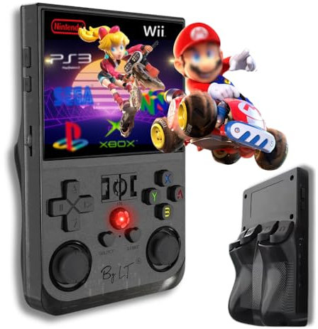 GameBox | Consola de juegos portátil +18.000 juegos de pantalla de alta resolución Full HD, memoria 128 GB ampliable, licencia Linux 2.0, WiFi, multiplayer + 4 Rear Triggers R1/L1 R2/L2, enchufe Jack