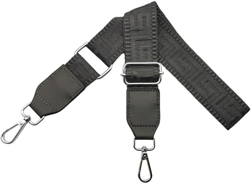 Schultergurt für Tasche Taschengurte zum Wechseln, Verstellbar Taschengurt Breit 3.8cm mit Leder Silber Karabiner - Taschenband Schulterriemen für Damen Handtaschen, Rein dunkelgrau, T16