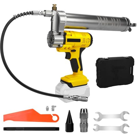 Pistolet à graisse sans fil pour Dewalt 20V batterie, 10000 PSI Pompe à graisse électrique, avec Éclairage LED, Tuyau 54 cm, Kit de Pistolet à Graisse Adapté au Graissage de Véhicules ou de Machines