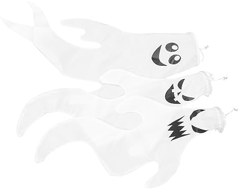 INOOMP 3pcs Halloween LED Light Wind Sock Ghost Outdoor Hanging Decor Party Supplies Yard Wind Indicator Decor