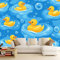 Papier Peint Panoramique canard bleu de dessin animé 200x140 cm Papier Peint Intissé Mural, Poster Geant Mural 3D, pour Salon Chambre d'enfants restaurant Décoration Murale
