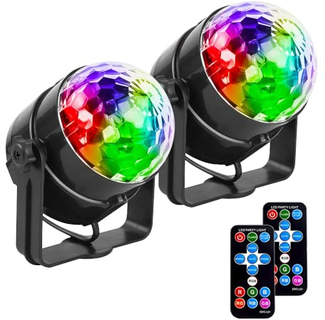 Mslitely - Kit de fête disco lumineux 2 pièces, boule disco avec télécommande, lumières stroboscopiques DJ, convient pour les guirlandes lumineuses de mariage, les décorations KTV/Halloween/Noël.