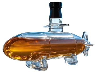 Krmoau Whiskey Decanter, Wine Bottle in Submarine Shape, Decanter with Submarine Design for House Warming, Camping, Bar, Party, Wedding