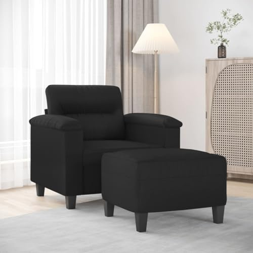 YuuSsea Sessel mit Hocker Schwarz, 60 cm breite Kunstleder Relaxliege, Robuster Metallrahmen, Bequeme Polsterung für Wohnzimmer, Schlafzimmer, Lounge-Möbel