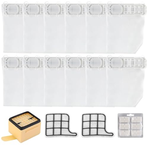 12 Staubsaugerbeutel Kompatibel mit Vorwerk Kobold Folletto VK135 VK136 FP135 FP136 Staubsauger Beutel Bag Ersatz Beute Staubbeutel, Zubehör mit 1 Hygienefilter, 2 Motorschutzfilter, 6 Dufttabletten