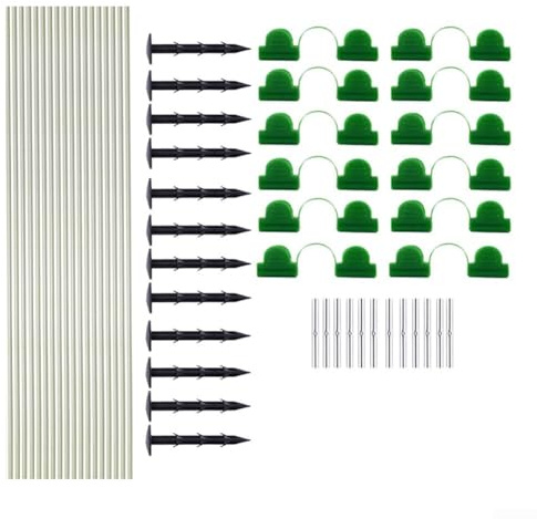 Gartenbogen-Set für Pflanzenschutz und Frostabdeckung, Kunststoff- und Metallrahmen mit Clips und Erdspießen, für Gemüsegärten, Terrassen und Hochbeete (A)