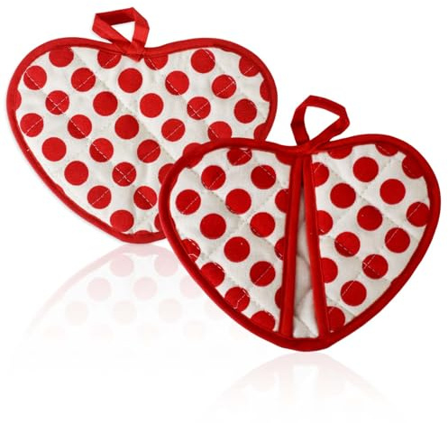 Set di 2 Presine da Cucina, Presine in Cotone con Tasche, Resistente al Calore Fino a 250°C, Guanti da Forno in Cotone Portapentole da Cucina Resistenti al Calore per Cucinare, 20 x 15 cm (Rosso)