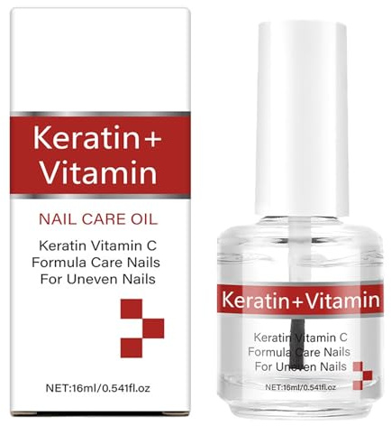 Keratin + Vitamins C Nail & Cuticle Oil - Nail Strengthener for Weak Nails - Nail Growth Treatment for Dry Damaged Nails - Keratin Protein Deep Moisture & Cuticles for Nail Care Repair