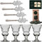 Absinth Zubehör Set von ALANDIA | 4X Mundgeblasene Gläser mit Reservoir | 4X Löffel aus Edelstahl | 1x Zuckerwürfel