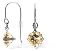 TIABELLE – Ohrhänger ENYA aus Titan mit funkelnden Swarovski® Zirconias – Silberfarbene Ohrringe hängend für Damen – allergenfrei & hautverträglich – Handmade in Germany (8,8mm ø | Yellow)