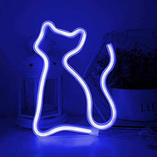 Colording Neon Lights LED Cat Signs Wall Light Room Decor Night Lights for Children Baby Room Hose Bar Wedding Party Decoration-BLUE CAT