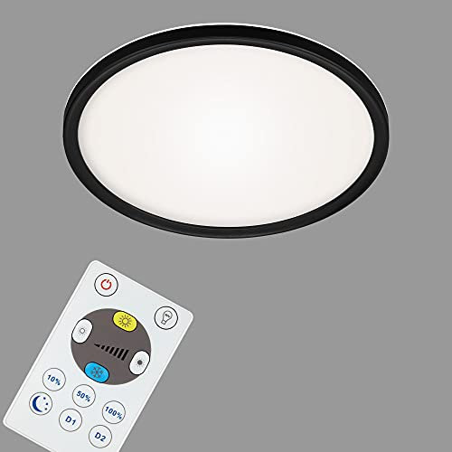 BRILONER - LED Deckenlampe flach mit Fernbedienung, indirektes Licht, einstellbar von warmweiß bis kaltweiß, Lampe, Deckenleuchte, Wohnzimmerlampe, LED Panel, Küchenlampe, 29,3x2,8 cm, Schwarz