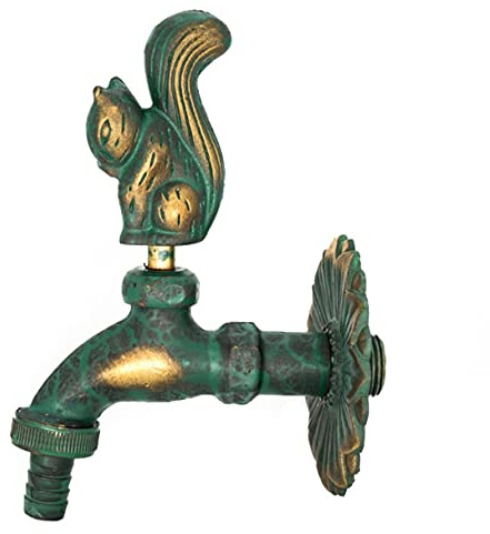 Outdoor-Wasserhahn Garten Antikgrün Eichhörnchen Griff Innenhof Wasserhahn Dekorative Messing Einzel Kaltwasserhahn Wandmontage Waschmaschine