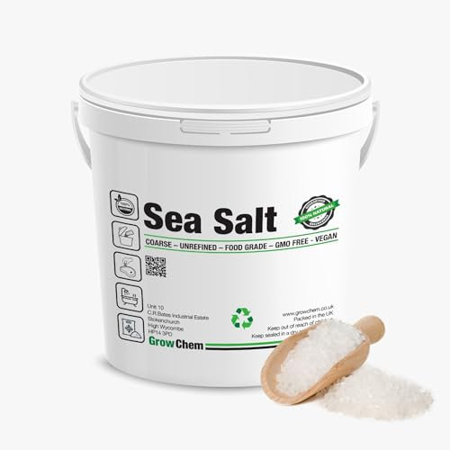 Natural Sea Salt, 1Kg Bucket, Pure Coarse Sea Salt Crystals, 100% Natural Salt, Gluten Free, Vegan and Kosher Certified for Cooking, Seasoning, Bath, Beauty and Salt Grinders