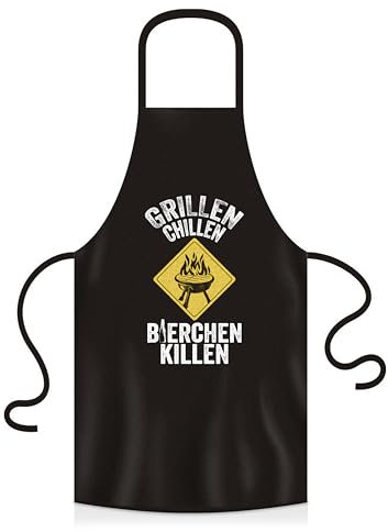 YORA Grillschürze für Männer Vatertagsgeschenk - Kochschürze lustig [inkl. Urkunde] - lustige Geschenke zum Vatertag - Geschenkideen Opa & Papa - Leute (Bierchen killen)