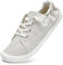 STQ Ladies Trainers Canvas Shoes Womens Walking Slip on Sneaker Low Top Orthopedic Footwear Soft Memory Foam Breathable Lightweight Comfy Fashion Classic Outdoor Beige UK 5 / US 7