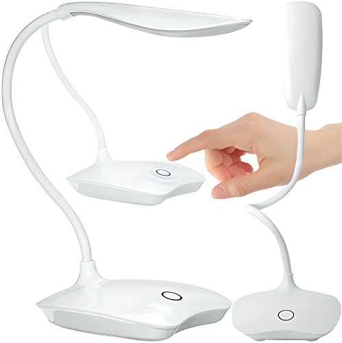 Retoo Lampada da scrivania a LED con touch, dimmerabile con 3 livelli di luminosità, lampada da scrivania con collo di cigno flessibile, lampada da tavolo da ufficio, lampada diurna, lampada da