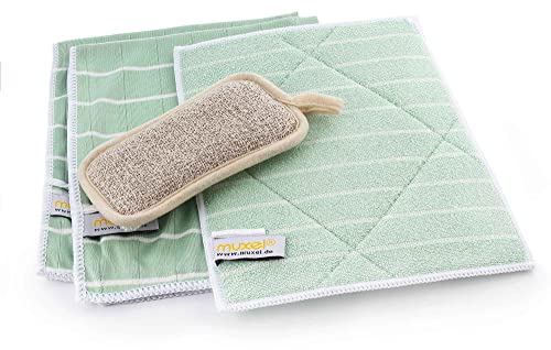 Muxel Das kleine Reinigungsset, Reinigungstücher mit Bambus-Viskose Putztücher für Streifenfreie Sauberkeit in Küche, Bad und Überall wo hygienische Sauberkeit gefragt ist