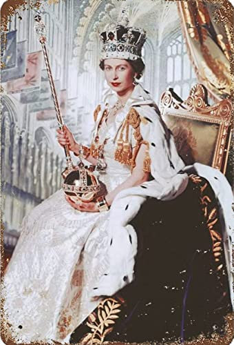 Queen Elizabeth Krönung Kleid Poster Metall Wandkunst Dekor Poster Geschenke Raumdekoration Home Dekorative Retro Metall Blechschilder 15,2 x 20,3 cm