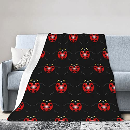 DMORJ Cartoon-Marienkäfer-Flanell-Überwurfdecke: >> Bequeme und warme Decke für Bett, Sofa, Couch, Schlafzimmer, 101,6 x 76,2 cm