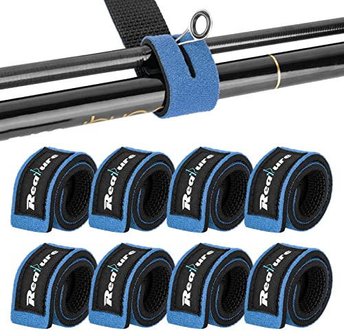 Realure 8 Pcs Blue Angelrute Klettverschluss Riemen Einstellbar Neopren Krawatten Riemen Elastische Angelrute Gürtel Krawatten Für Feste Angelruten Gear Strap Spinnrute Meer Rute Feeder Rute