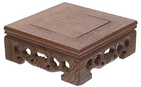 Cabilock Wood Plant Stand Plant Pots Indoor Carved Wood Lifting Base Decor Vase Vintage Flower Vase Crafts Stand Planter Holder Bonsai Shelf Wooden Jade Desktop Adornment Rack Home Decor