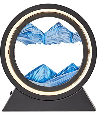 IGTOPS LED Sandbilder zum 360° Drehen, 3D Dynamische Sandbilder Sandbild mit Licht, 24CM Fließende Sandmalerei Moving Mountains, Sandscape - Die Sandkunst in Tiefsee, Bewegtes Sandbild