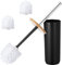 Kinsinder Toilet Brush and Holder with Bamboo Handle with 3 Brush Heads, Bathroom Toilet Cleaner Brush Modern Design Deep Cleaning Toilet Bowl Brushes