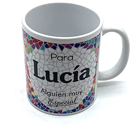 PLUS HOME Taza personalizada con nombre. Regalos personalizados con nombre y texto. Tazas con frases originales.LUCÍA