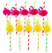JZK Lot de 50 pailles jetables en papier biodégradables pour fête tropicale, motif ananas et flamant rose
