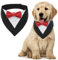 MHaustlie Hunde Smoking Bandana, Formale Haustier Smoking Fliege, Formale Feste Hundehalstuch, Verstellbar Haustier Anzug Fliege Bandana für Hochzeit Geburtstag Halloween Weihnachten(S, RotSchwarz)
