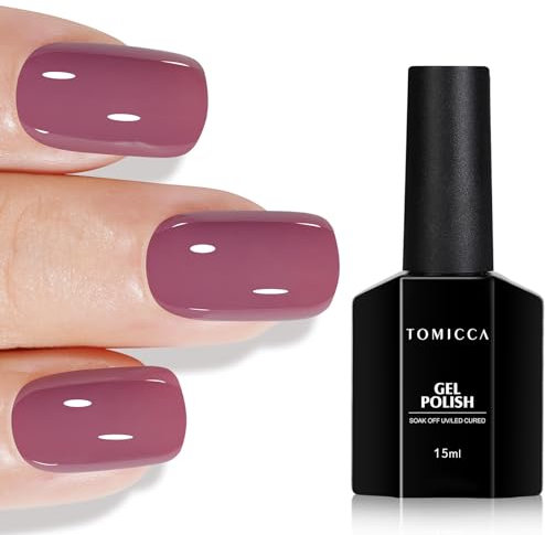 TOMICCA - Smalto gel UV per unghie colore viola uva, 15 ml, smalto per unghie per lampada UV o LED, per manicure, colore viola scuro