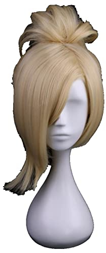 35cm Synthetic Short Blonde Wig Cosplay Costume Game OW Overwatch Mercy Cosplay Wigs With One Chip Ponytail
