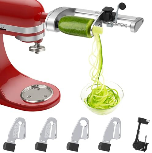 Bestand Spiralizer Attachment (5 Blades) Compatible with KitchenAid Stand Mixer, Comes with Peel, Core and Slice, Vegetable Slicer (Not KitchenAid Brand Spiralizer)